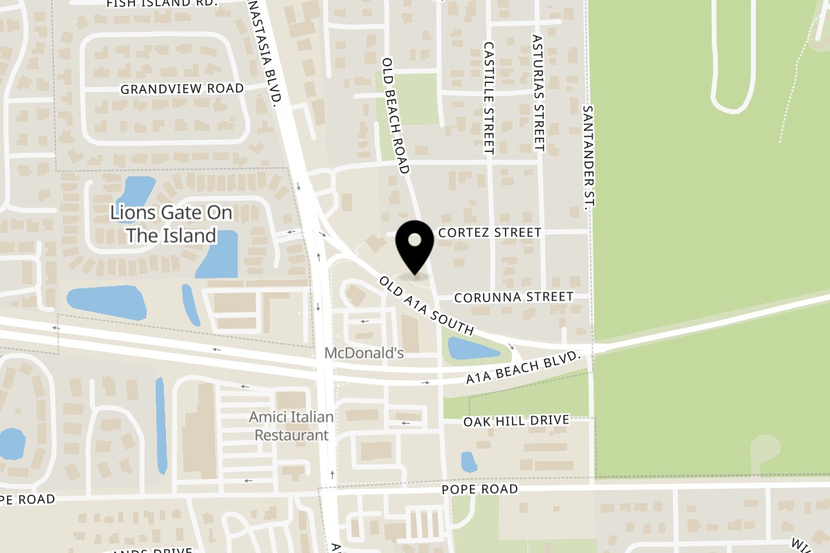 Map showing the location of Big Island Bowls St. Augustine on 1480 A1A S in St. Augustine